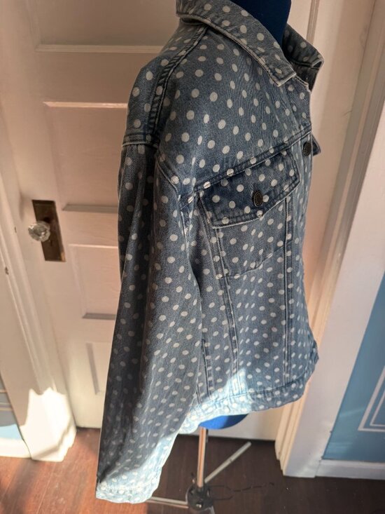 NWT Disney Parks Minnie Mouse Red Sequins, Polka Dot Denim Jacket for Women XL - Picture 3 of 7